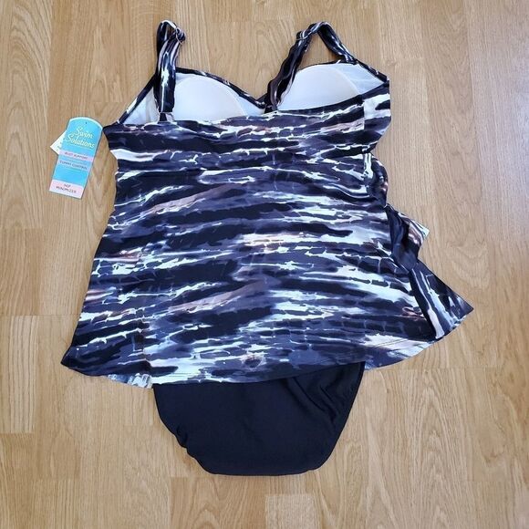 Swim Solutions Triple Tiered Tummy-Control 1-Piece - Picture 7 of 15